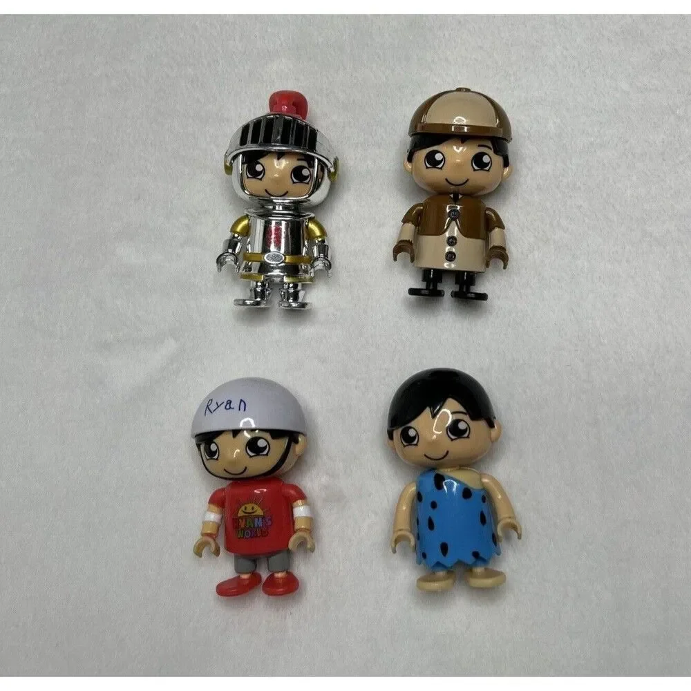 Ryan’s World Figure Lot 4 Figures 3–3.5” Sherlock Knight Caveman Bicycle